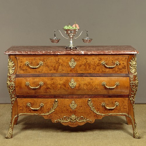 Large Brass Mounted Marble Top Commode C.1960