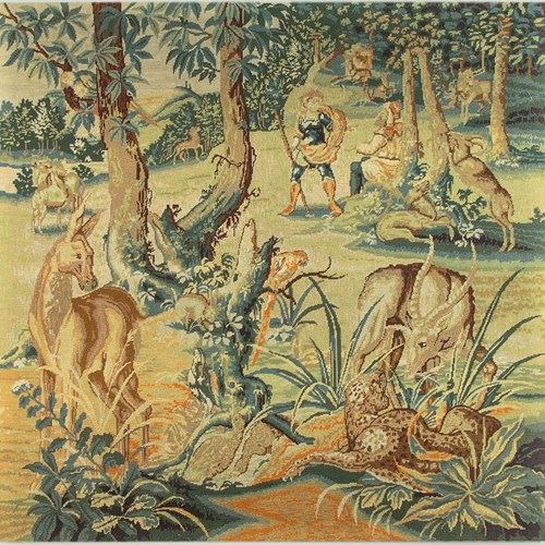 Large 17Th.C. Style Tapestry Panel Of A Game Park