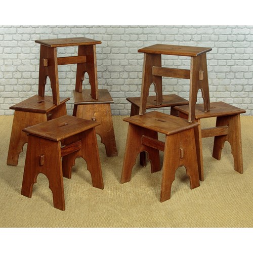 Pair Of Gothic Oak Stools