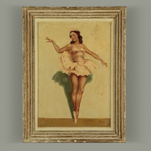 Framed Oil Painting of a Ballerina c.1950