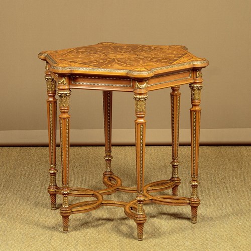 Marquetry Inlaid And Gilded Side Table C.1950
