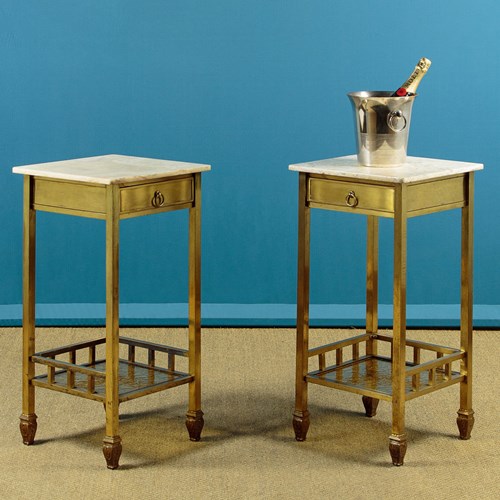 Pair Of Art Deco Brass Side Tables C.1930
