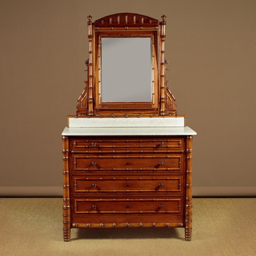 Faux Bamboo Dressing Table Chest Of Drawers C.1890