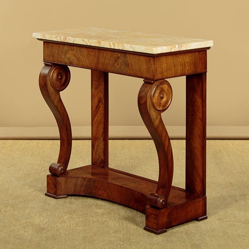 Small Mahogany & Marble Top Console Table C.1880