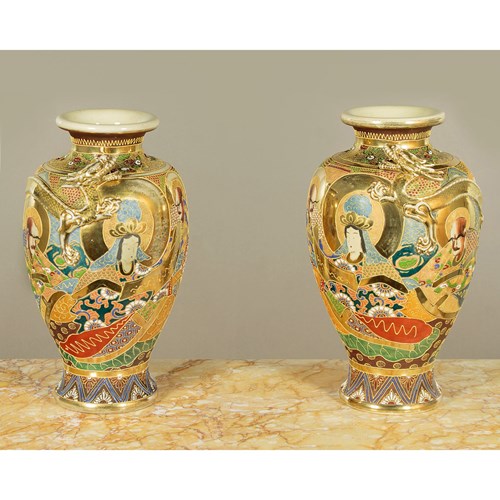 Pair Of Large Satsuma Vases C.1930