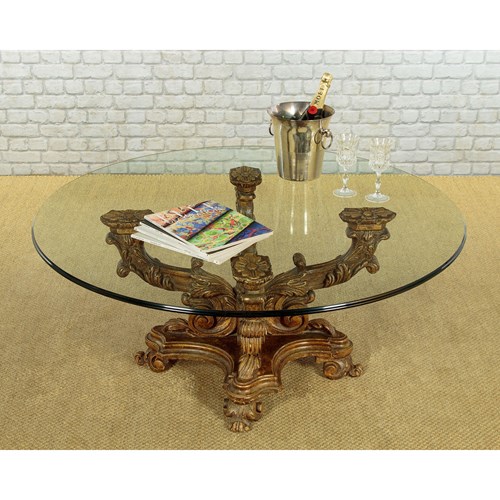 Glass Top Coffee Table With Giltwood Base