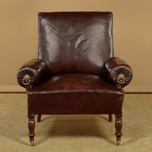 French Leather Easy Armchair C.1910
