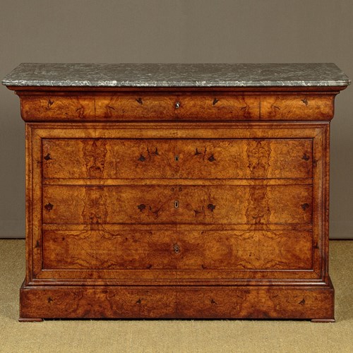 Burr Walnut & Marble Top Commode C.1860