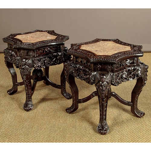 Pair Of Chinese Urn Stands C.1890