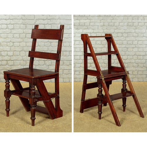 Metamorphic Mahogany Library Steps & Side Chair C.1880