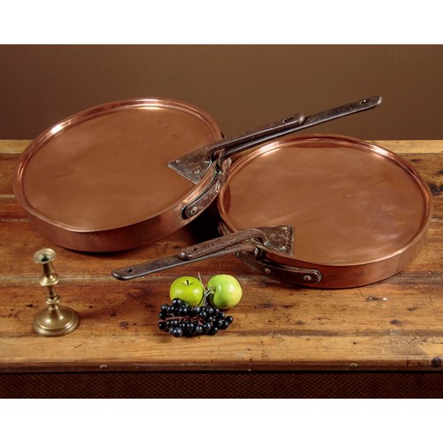 Pair Of Very Large Copper Sauté Pans C.1870