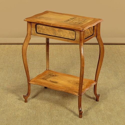 Art Nouveau Pokerwork Side Table