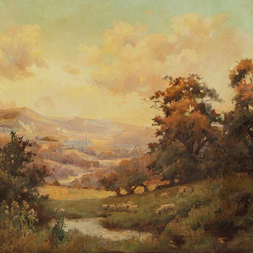 Large Irish Landscape Painting By A.C Mitchelmore Of Clongowes Wood C.1898