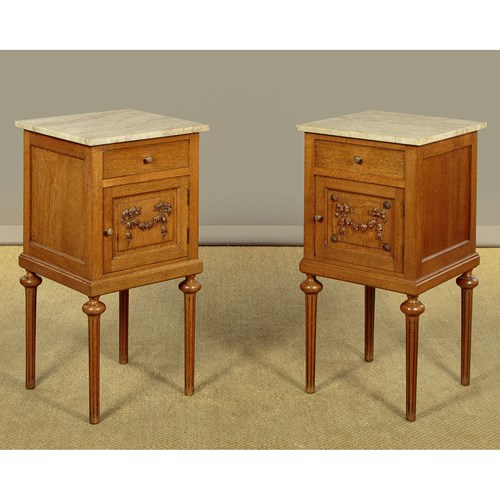 Pair Of Oak Bedside Cabinets C.1910