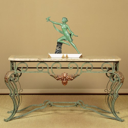 Art Deco Wrought Iron Console Table C.1930