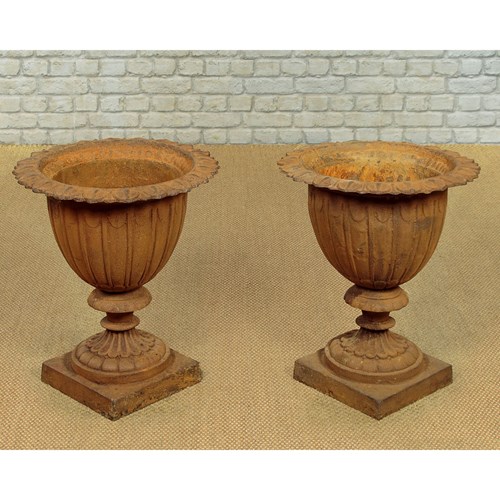 Pair Of Cast Iron Garden Urns