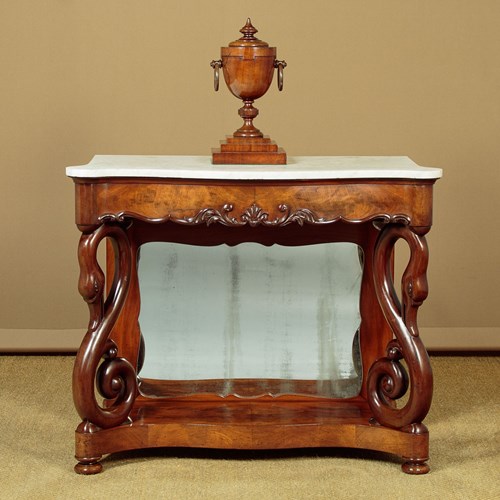 Marble Top Console Table With Swan Neck Supports C.1860