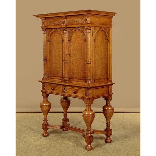 Dutch Oak Cabinet On Stand C.1930