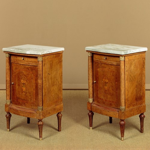 Pair Of Marble Top Side Cabinets C.1930