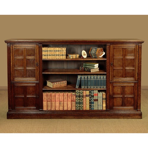 Long Oak Bookcase & Cabinet C.1910