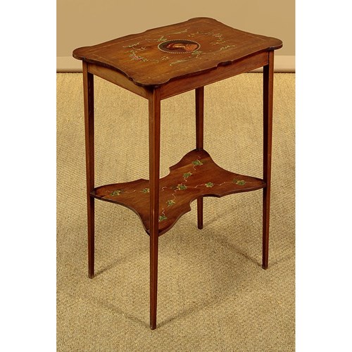 Small Mahogany Side Table With Painted Decoration C.1900