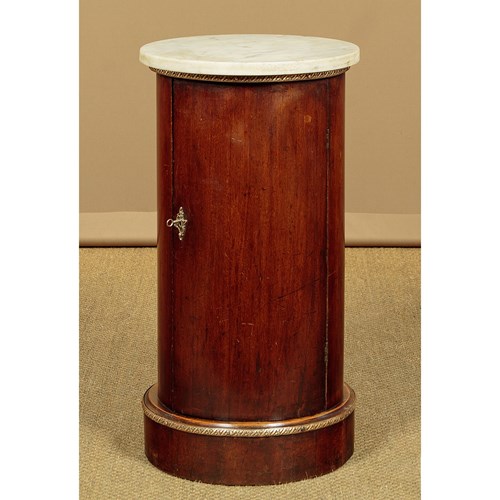 Marble Top Cylinder Pedestal Cabinet C.1880