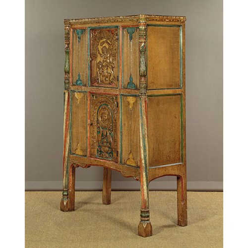 16Th.C Style Carved & Painted Livery Cupboard
