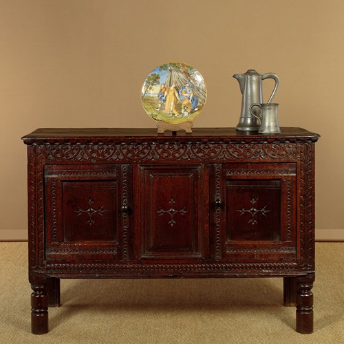 17Th.C. Carved Oak Livery Cupboard C.1660