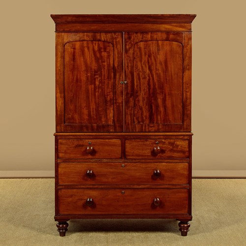 Small Mahogany Linen Press C.1860