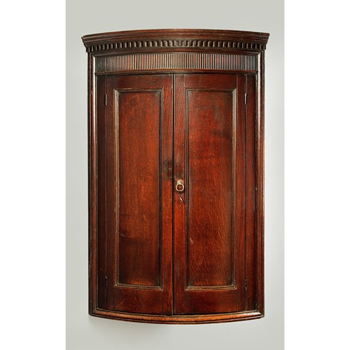 Georgian Oak Bow Front Corner Cupboard C.1790