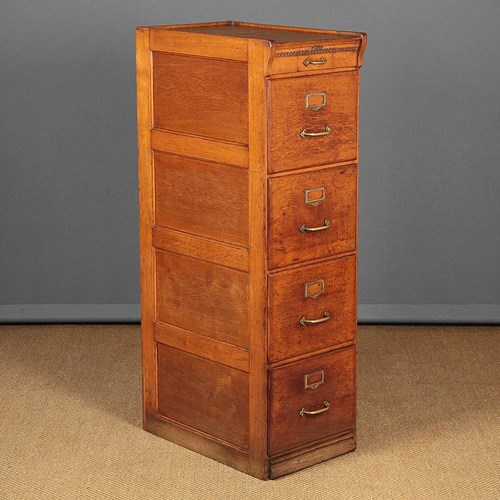 Oak Filing Cabinet By Cosmos, Paris C.1910