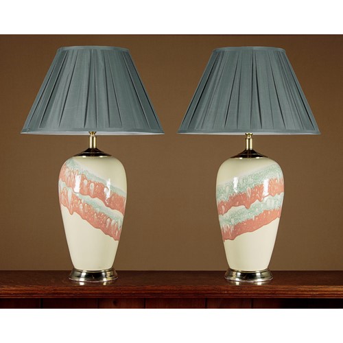 Pair of Large Ceramic Table Lamps 