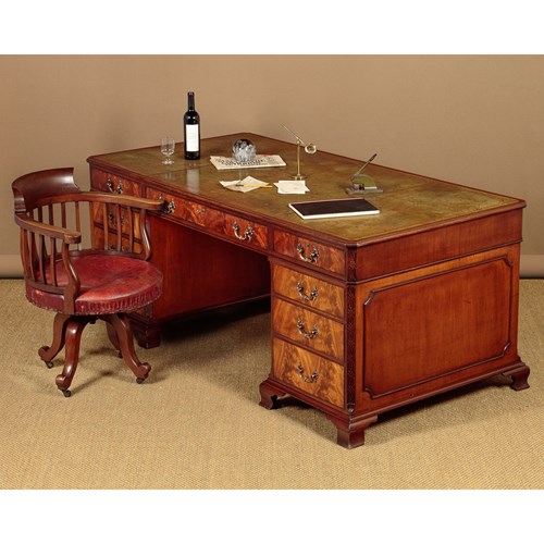 Large Mahogany Pedestal Desk C.1960