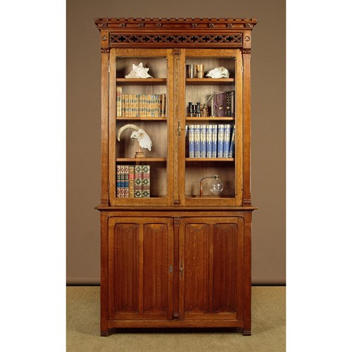 Gothic Revival Oak Bookcase C.1910