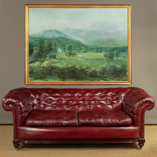 Very Large Scottish Landscape Oil On Board By Ernest Hood C.1980