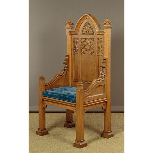 Gothic Carved Oak Throne Chair