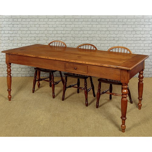 French Cherry Wood Farmhouse Kitchen Dining Table C.1860