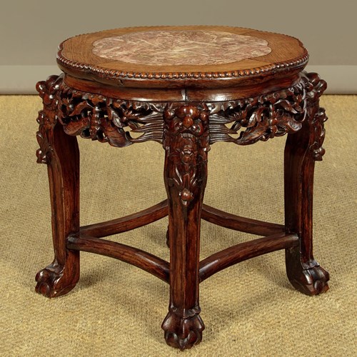 Low Chinese Marble Top Side Table C.1900