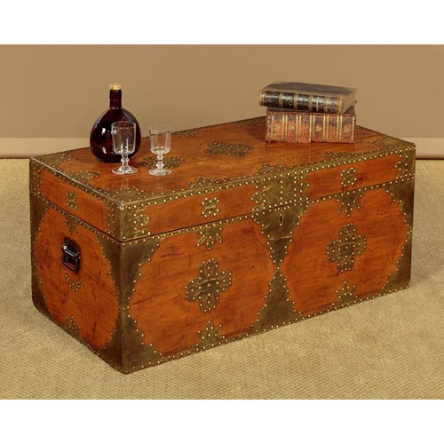 Dutch Campaign Chest With Decorative Brasswork C.1880