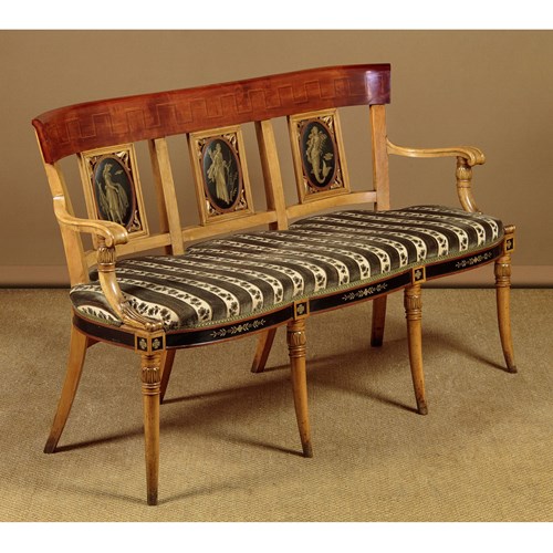 Chairback Settee With Painted Panels C.1920