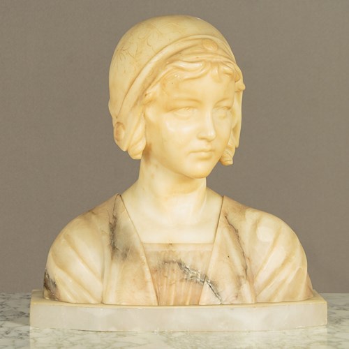 Alabaster Bust Of A Woman C.1900