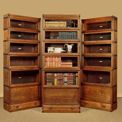 Set Of Three Oak Stacking Office Bookcases C.1910