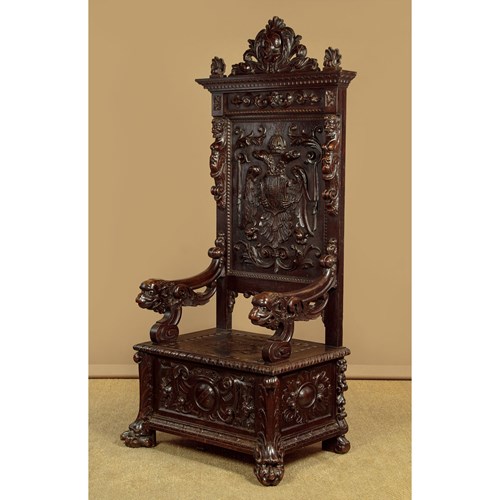 Carved Oak Throne Chair C.1870