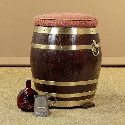 Brass Bound Oak Barrel Seat