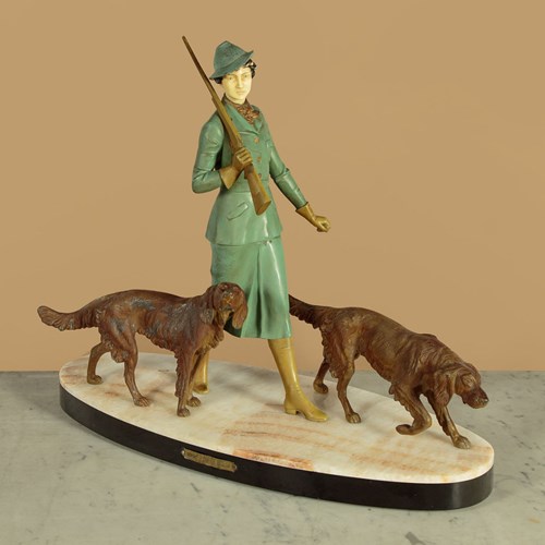 French Figure Group 'Départ Pour La Chasse' C.1930