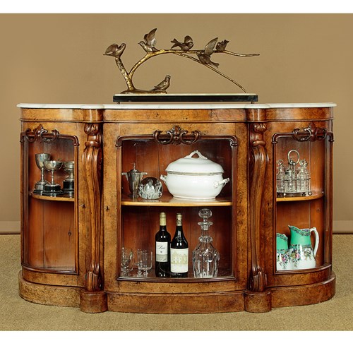 Walnut & Marble Top Side Cabinet C.1870