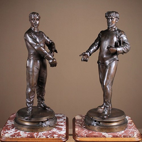 Pair Large French Bronze Figures C.1900