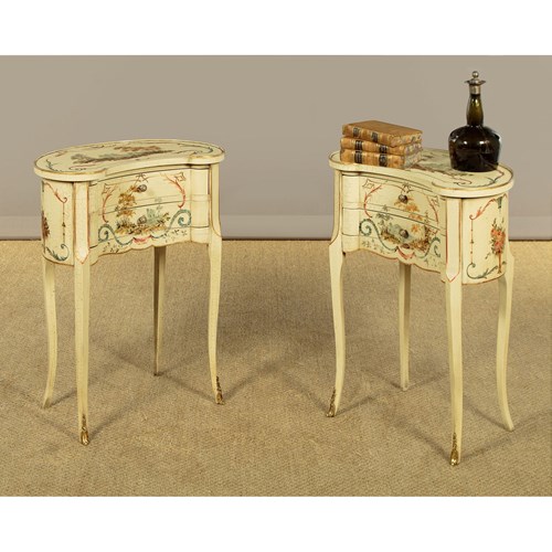 Pair Of Louis XV Style Painted Bedside Tables C.1950