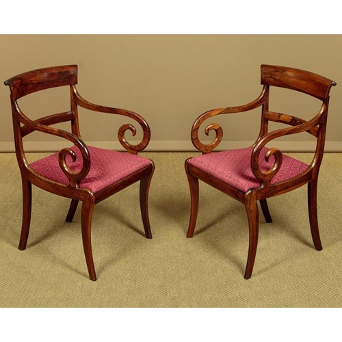 Pair Of Regency Rosewood Armchairs C.1830