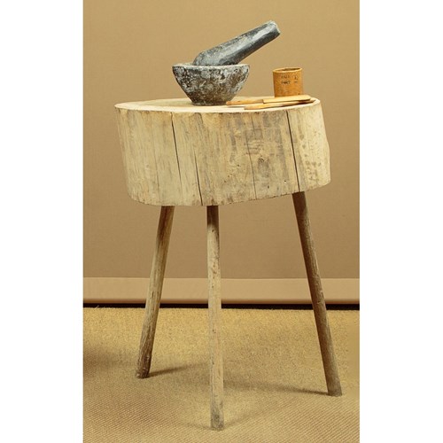Primitive Elm Stick Leg Chopping Block Side Table